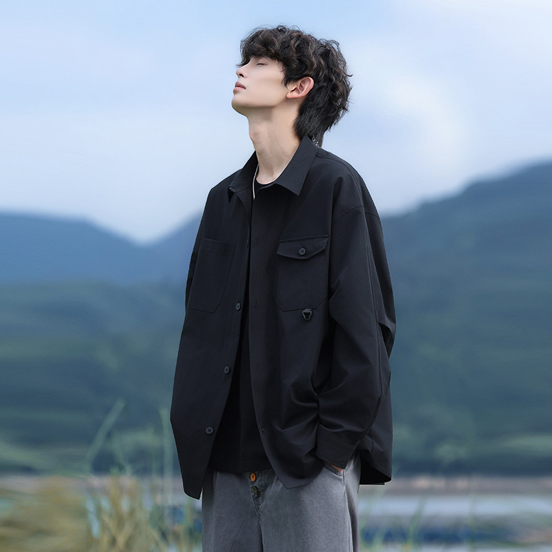NASA宽松休闲工装长袖衬衫高级感男士春秋季2025新款衬衣外套|undefined