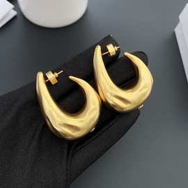 欧美做旧磨砂镀金几何不规格设计耳环复古个性耳钉小众轻奢耳饰