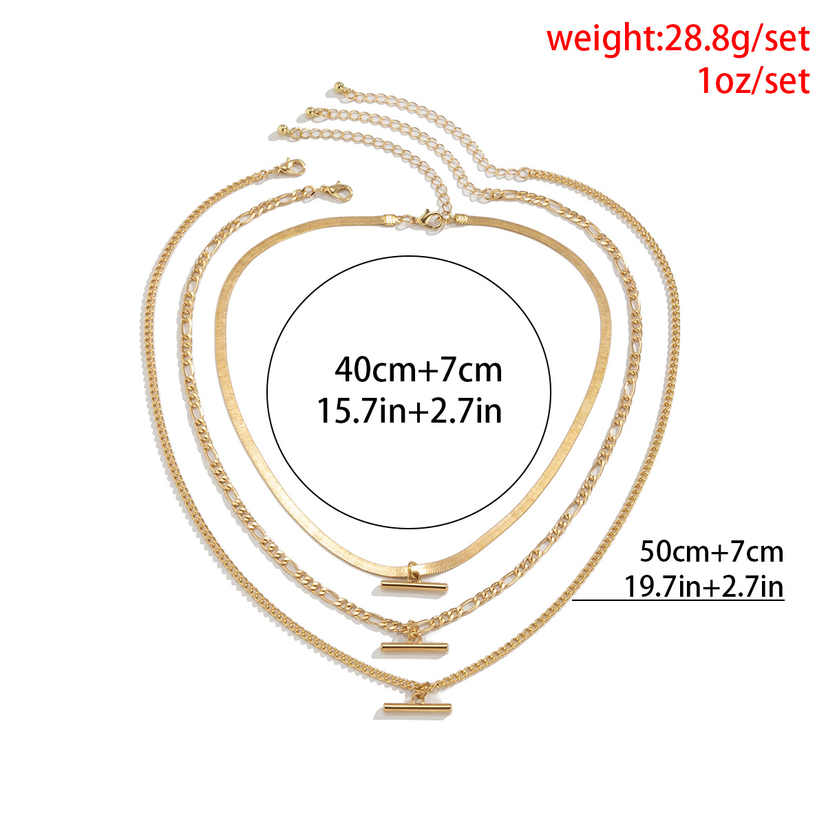 Simple Copper Chain T-shaped Pendent Multi-layer Metal Necklace Wholesale Nihaojewelry display picture 1