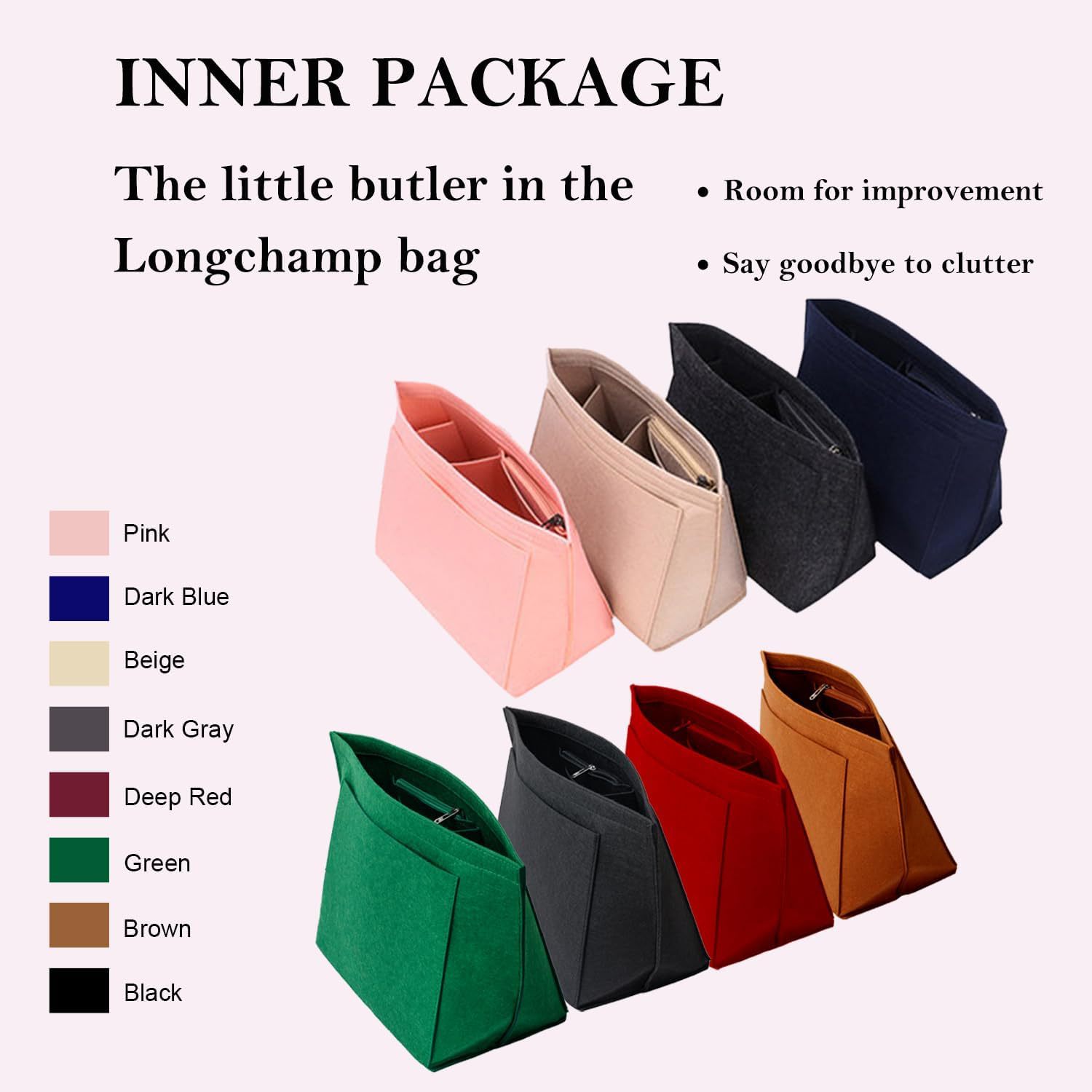 Amazonフェルト収納袋インナーバッグ多ポケットバッグ中入れ餃子バッグ化粧品財布インナーバッグ