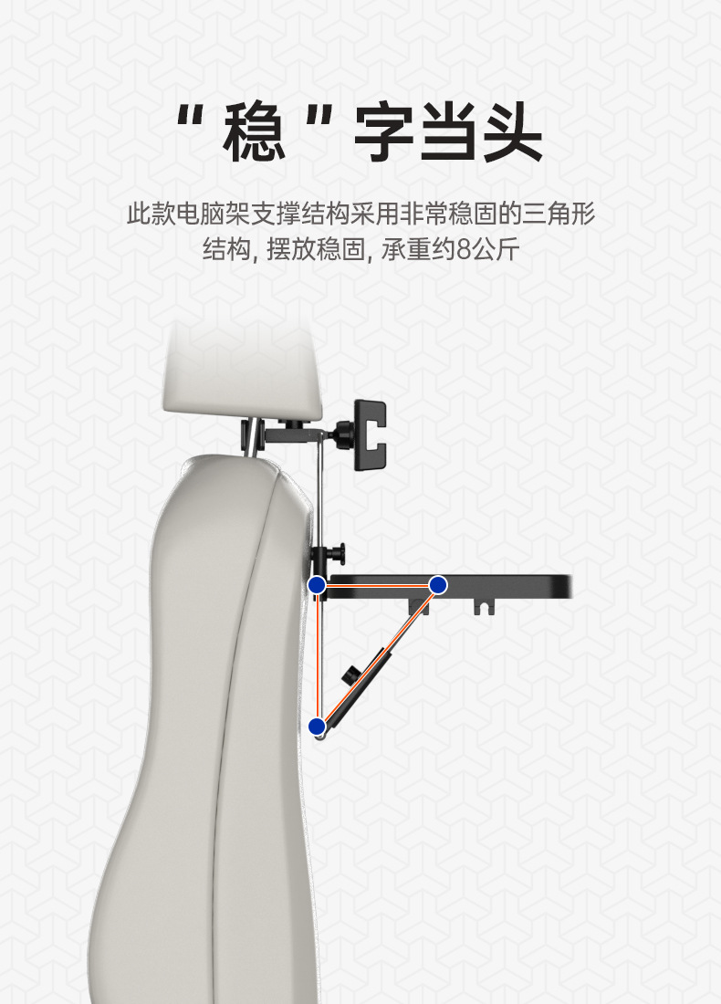 舜威车载小桌板后排汽车餐桌折叠电脑桌车用电脑架笔记本支架SD-1504D详情7