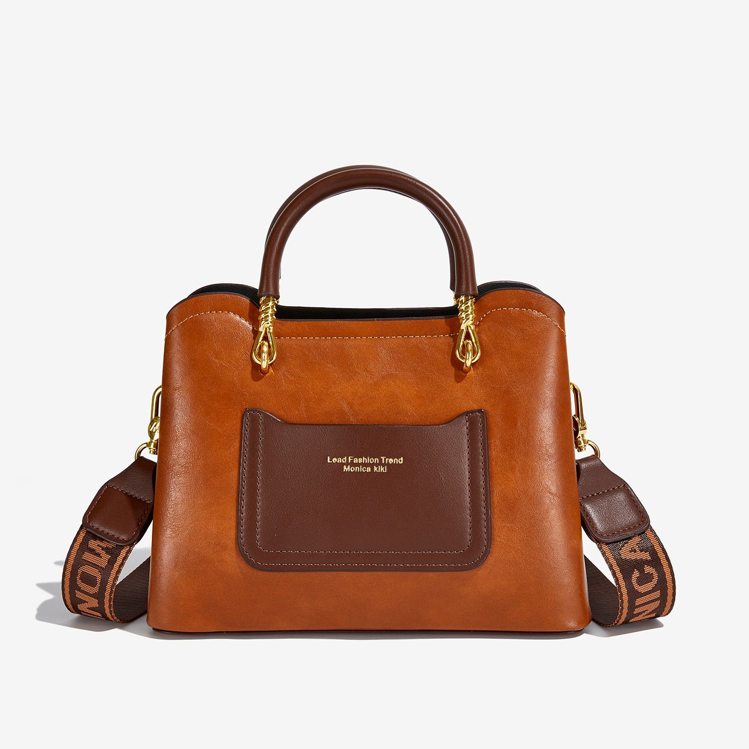 Women's Medium Pu Leather Color Block Streetwear Square Zipper Handbag display picture 1