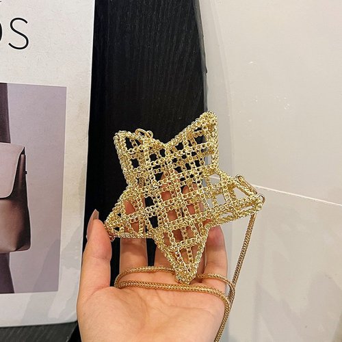 Cross-border  Winter New Chanel-style Hollow Metal Star Bag Evening Bag Single Shoulder Crossbody Elegant Chain Women's Bag