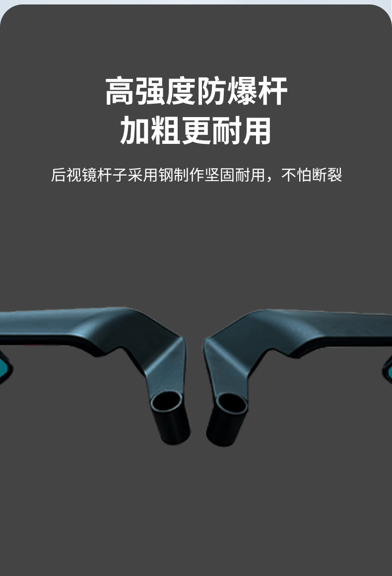 Motorcycle Electric Vehicle Modified New Fixed Wing Large Mirror Folding Rearview Mirror Blue Glass Fixed Wing Reflector