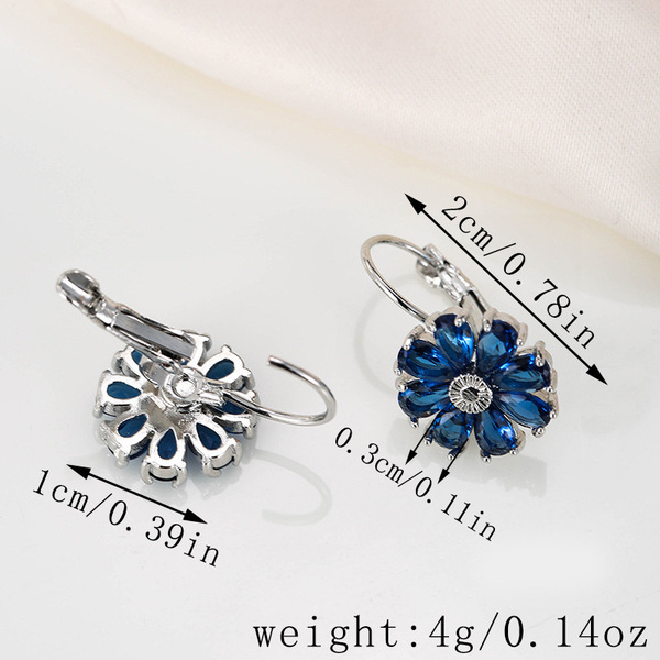 Blue fashionable universal classic earrings with zircon