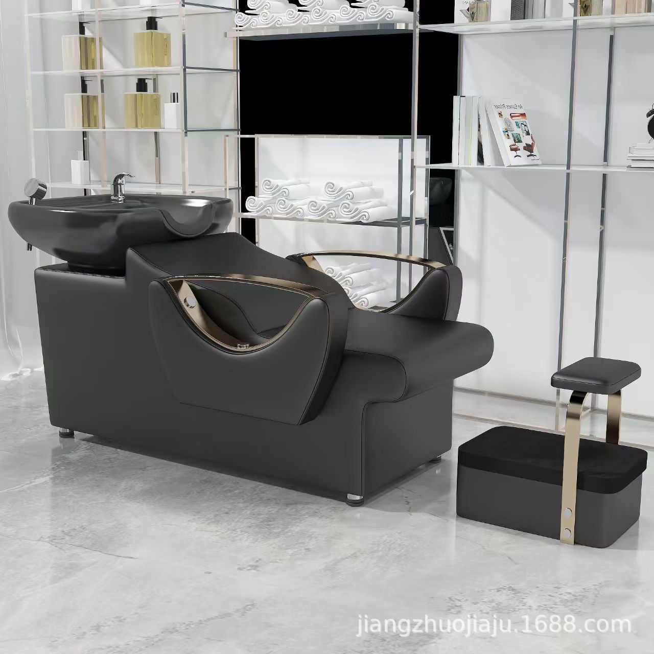 Red en línea lavabo de cerámica lavabo de cabello salón de pelo sillón lavabo de cabello cama de lavado de agua lavabo de cabello barbería cama de lavabo de cabello cómodo