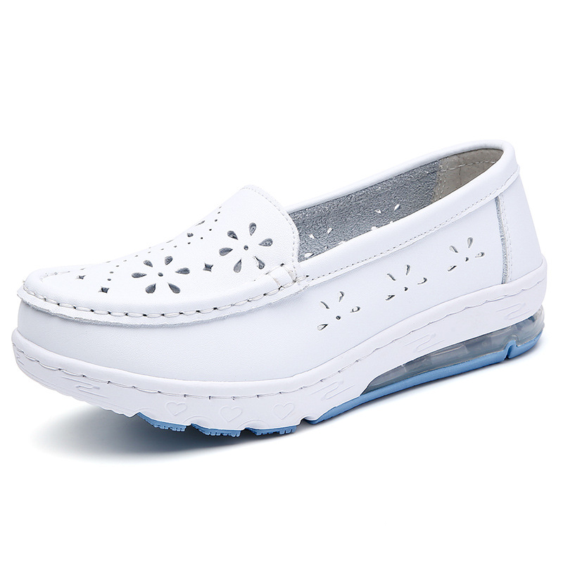 Nurse shoes, women's summer shallow mouth breathable air cushion, soft sole, not tiring feet, thick sole, white shoes in stock, medical work shoes, cross-border