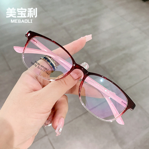 12076 new myopia square frame eye frame TR90 fashionable glasses frame Xiaohongshu same style flat glasses with prescription