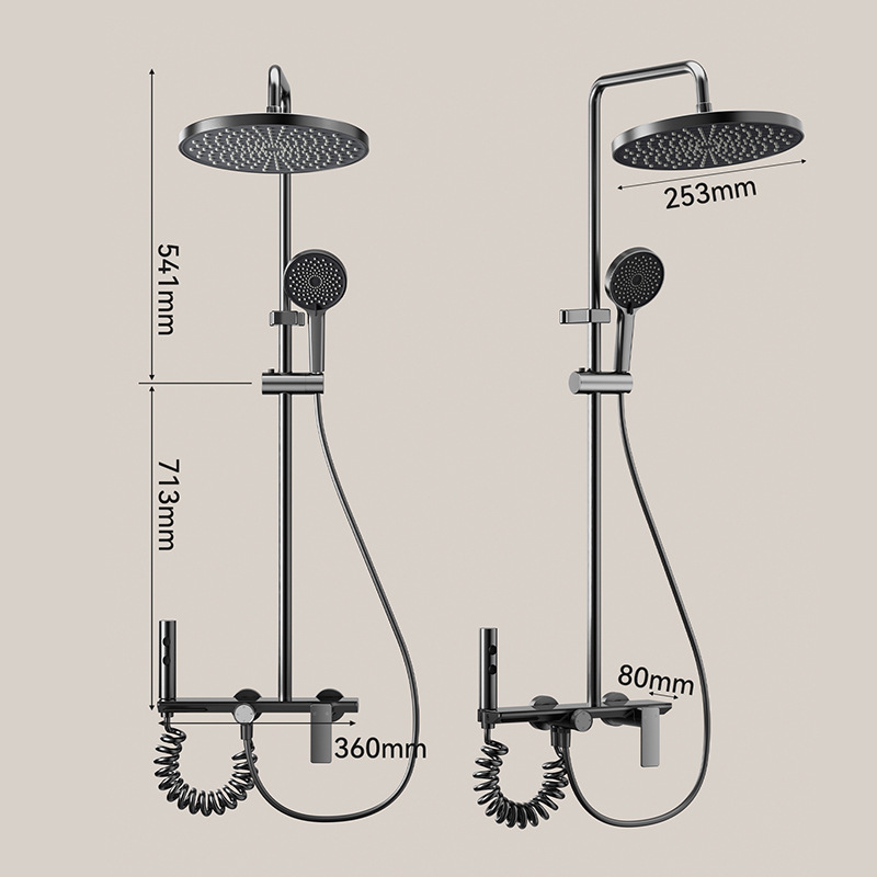 Juego de ducha de lujo ligero, ducha de baño para el hogar, ducha más manguera, ducha de refuerzo, ducha gris