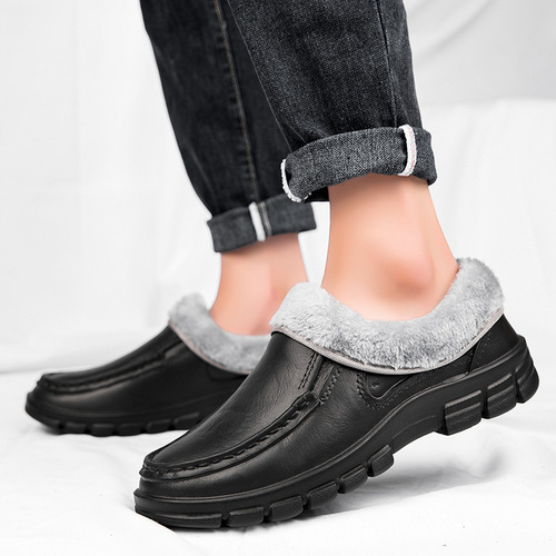 Men's 48 Large Footwear Slippers with Fleece Cotton, Non-Slip Thick Sole, Durable, Restaurant Work Chef Shoes
