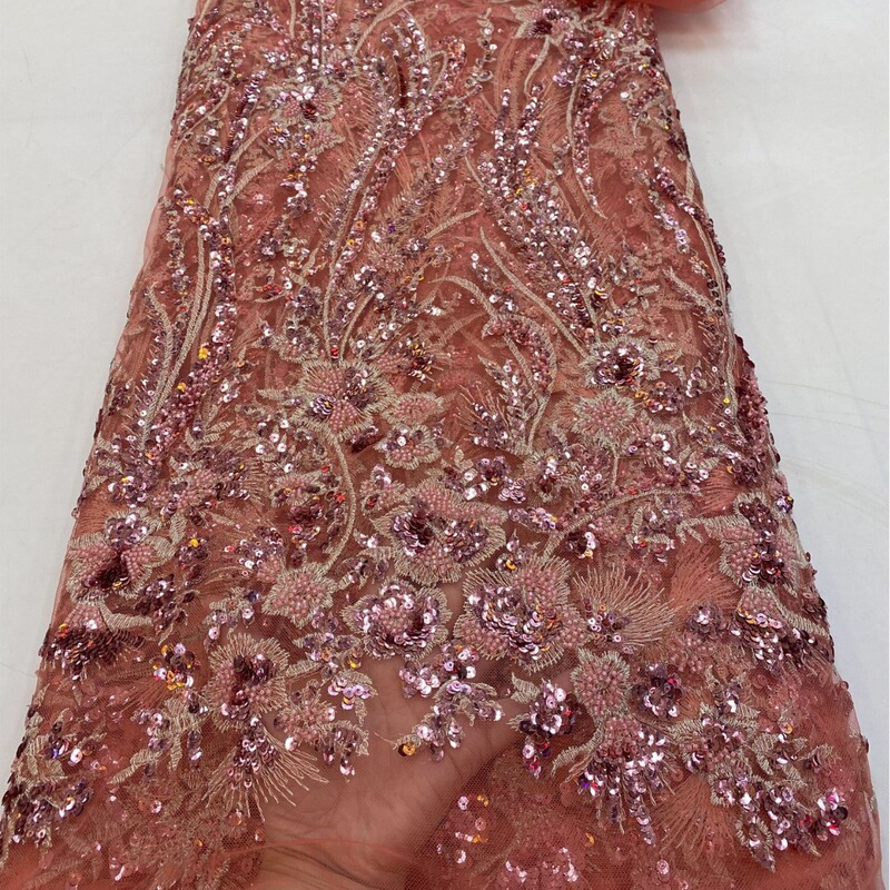 2021 new manufacturers popular high-order European and American heavy industry bead tube embroidery in stock African plus Bead Dress wedding dress fabric