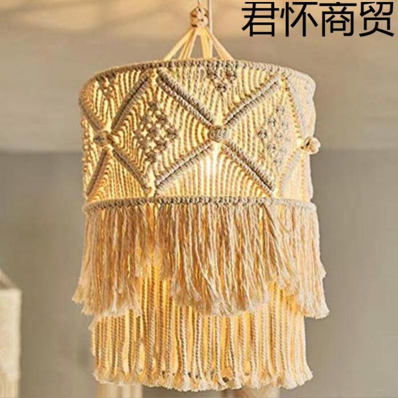 ♤ Nordic Style Hand-Woven Cotton Rope Lampshade Bohemian B&B Lighting Pendant Room Decoration Amazon
