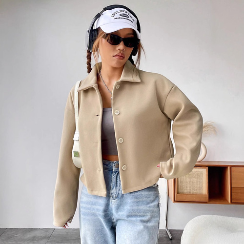 53177 Women's European and American INS Long-Sleeve Stylish Collarless Jacket