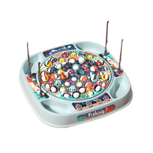 Cross-border Babi Valley children's multi-functional electric rotating fishing toy magnetic educational brain-activating music fishing plate
