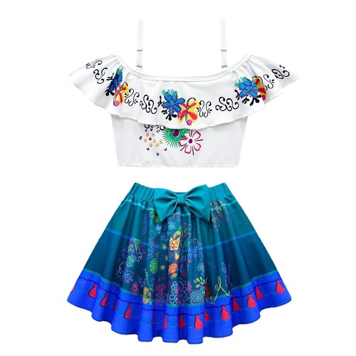 Cross-border European and American children's elastic swimsuit two-piece set new magic full house Encanto girls' one-shoulder swimsuit