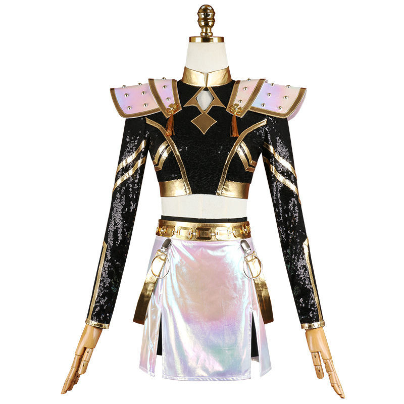 Kpop ハンターウィッチグループゾイ cos 服ゾイブラックゴールド歌う服ゾイコスプレ二次元アニメ服|undefined