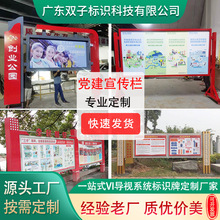 学校指示牌厂家不锈钢公交站宣传栏广告牌红色党建宣传栏公告栏