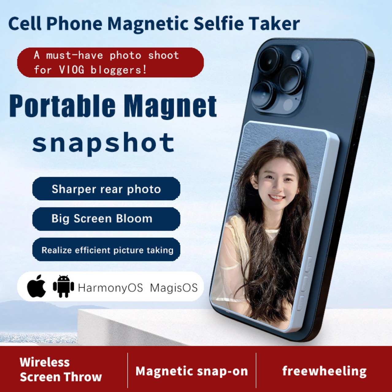 Cross-Border New Product Direct Sales, Photo-Taking and Self-Broadcasting Auxiliary Artifact, Wireless Screen Projection Selfie Device, Real-Time Viewing with the Same Screen as the Mobile Phone