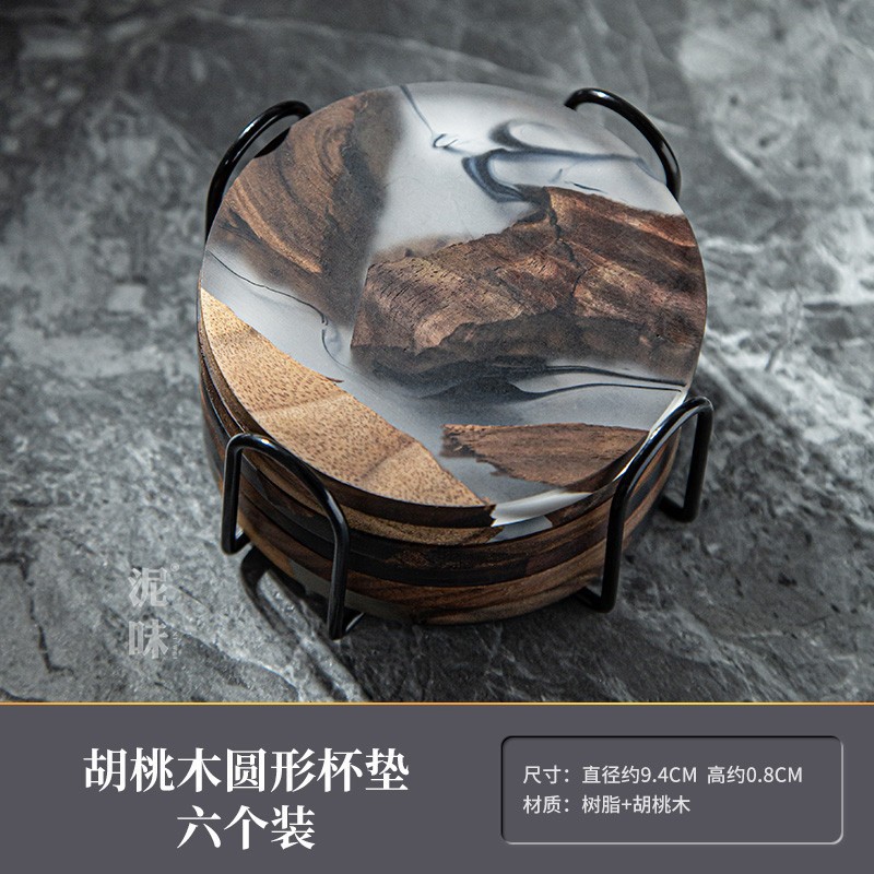 Taza de té de madera de nuez negra transfronteriza almohadilla de café aislante de calor almohadilla de té retro lujosa oficina doméstica