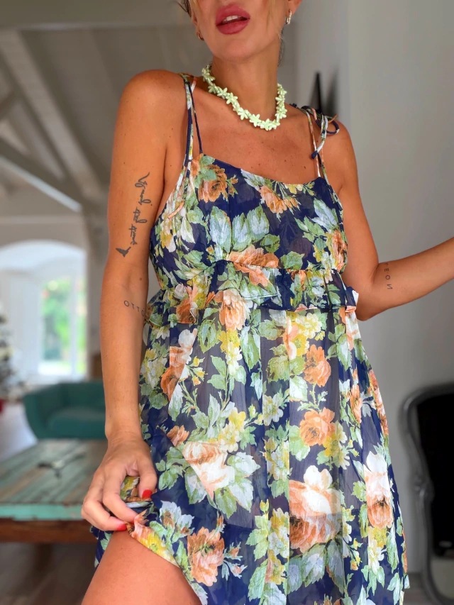 Bohemian Floral Print Spaghetti Strap Maxi Dress With Ruffle Hem, Relaxed Fit For Vacation & Daily Wear_ecoleips.com