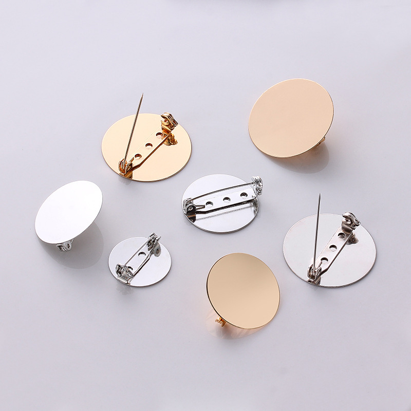 Flat Metal Safety Brooch Rotating Badge with Lock Head Disc Base Self-made diy Handmade Jewelry Accessories