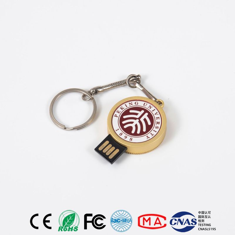 校徽优盘64g圆形金属旋转u盘32G存储usb大容量工厂批发印logo图案|undefined