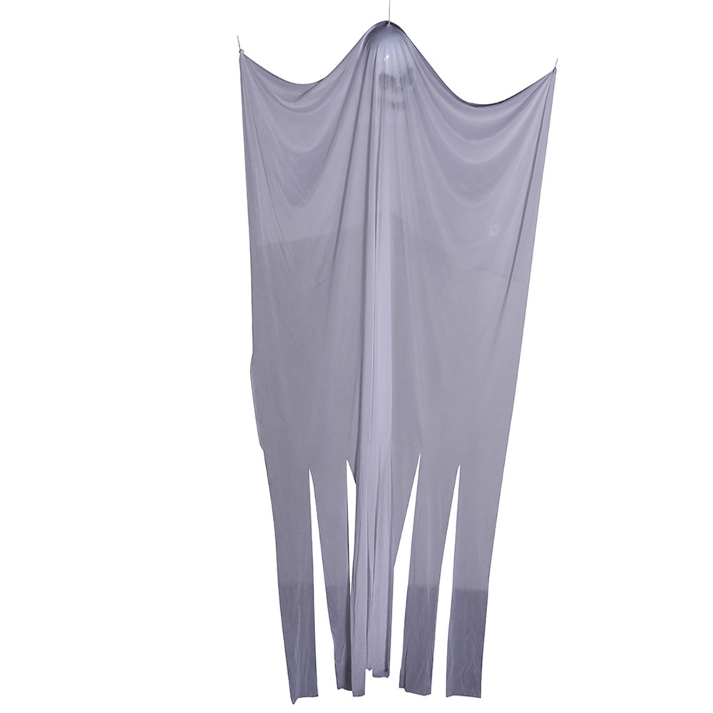 Halloween colgando fantasma flotante Gran accesorio decorativo colgante activado por voz sonido luminoso cráneo gasa horror fantasma