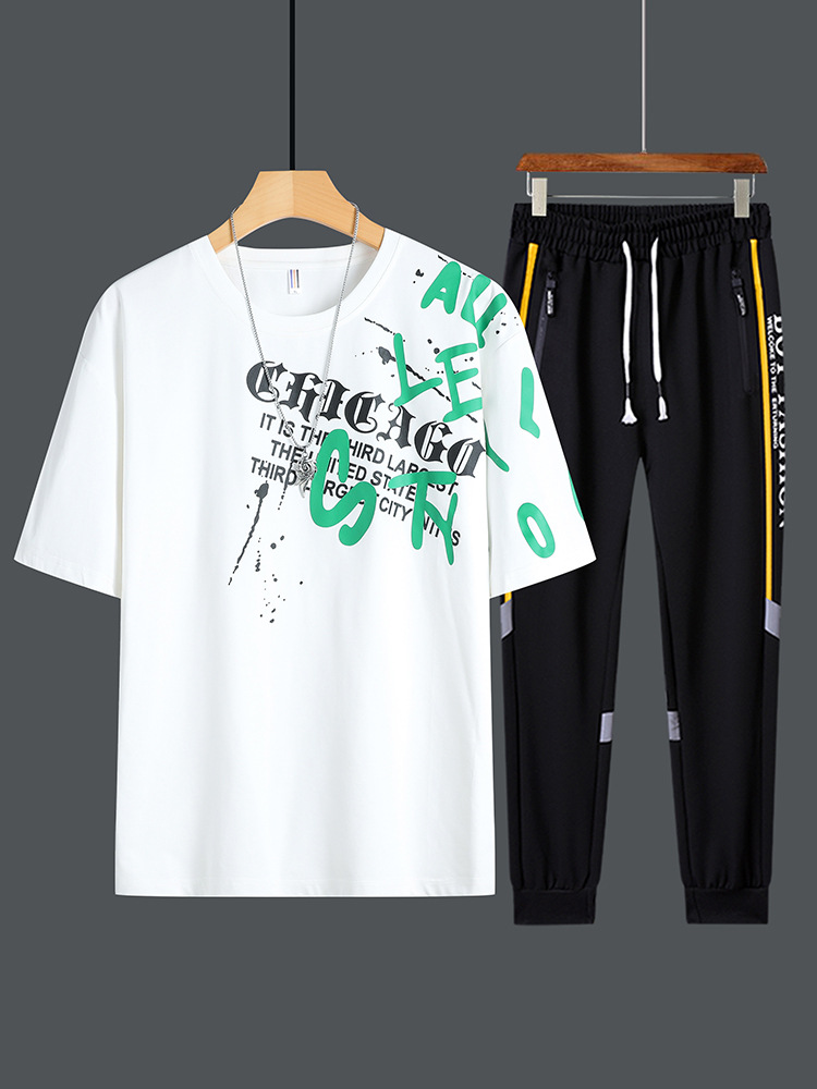 Conjunto Deportivo de Verano 2026 para Hombre, Camiseta Holgada de Manga Corta y Pantalones Largos, Conjunto de Dos Piezas Moderno y Elegante