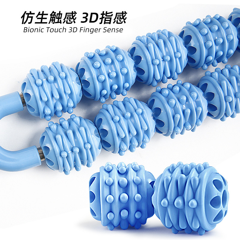 Yoga double row 10 round muscle massage stick waist shoulder neck slow pressure relaxation leg shaping roller mace