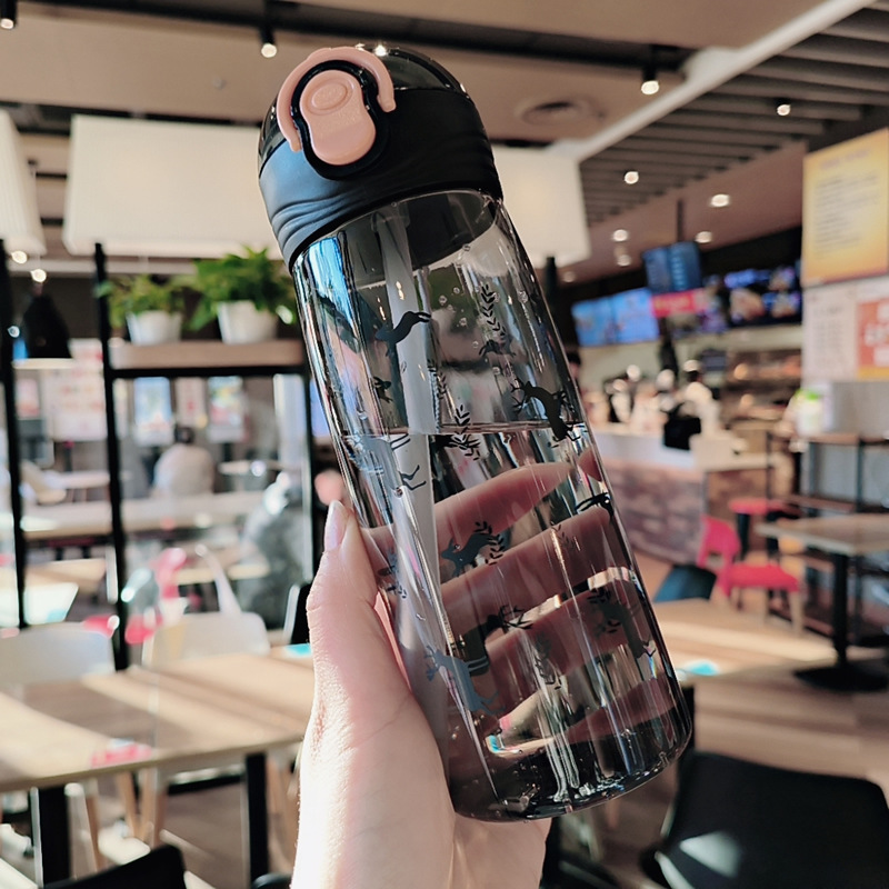 Sports Water Bottle Large Capacity Unisex Student Portable Plastic Cup Summer Summer Creative Bounce Straw Cup Anti-Slip