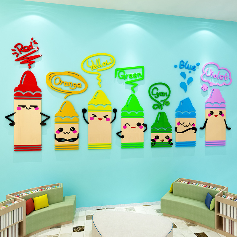 English Art Painting Classroom Layout Decoration Kindergarten Environmental Innovation Theme Cultural Wall Sticker Material Scene Finished Product