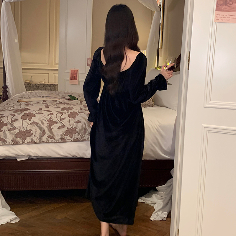 法式睡衣女秋冬季新款甜美风长袖连体宽松高级感家居服冬季可外穿|undefined