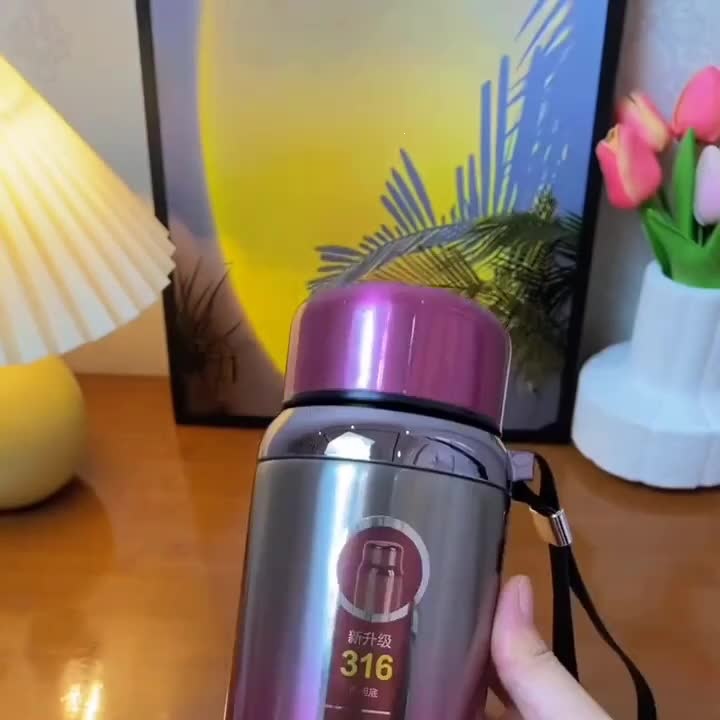 Genuine 316 stainless steel insulated thermos, large capacity, portable for outdoor use, suitable for both men and women, can be used in cars, keeps drinks hot or cold, and is ideal for brewing tea