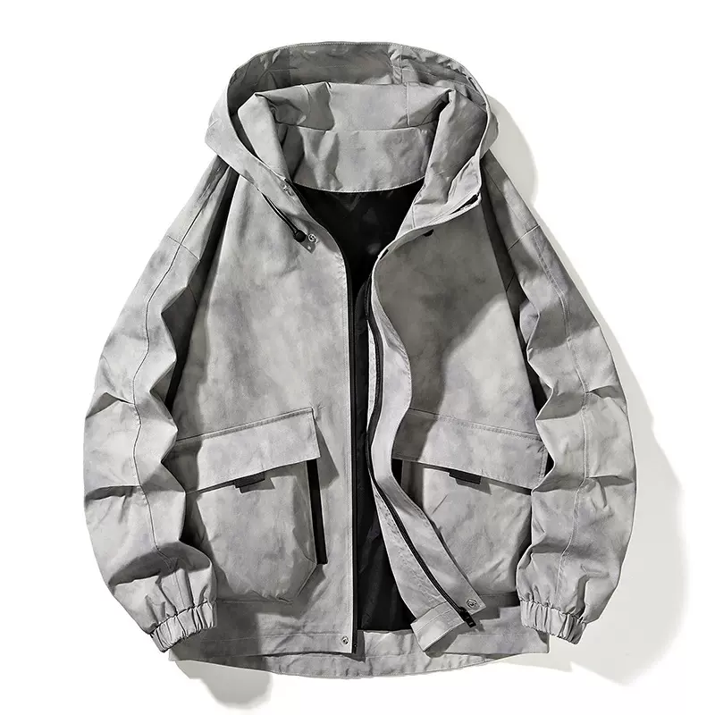 2025春季新款防风冲锋衣连帽潮流工装时尚百搭复古外套男风衣夹克