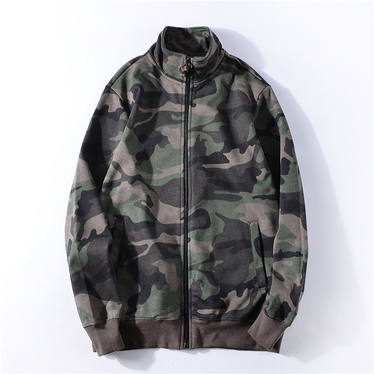 Men's Washed Cotton Camouflage Knit Terry Sports Casual Stand Collar Zip-Up Cardigan Sweatshirt Jacket Trendy Camouflage Men's Washed Cotton Camouflage Knit Terry Sports Casual Stand Collar Zip-Up Cardigan Sweatshirt Jacket Trendy Camouflage