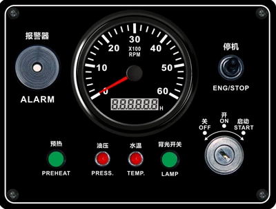 automobile instrument – alarm preheating - 12v0-6000rpm-black-frame-black-background