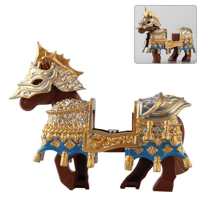 New Cross-Border Medieval Series Lancelot Minifigure Model Round Table Knight Warhorse Assembled Building Block Toy