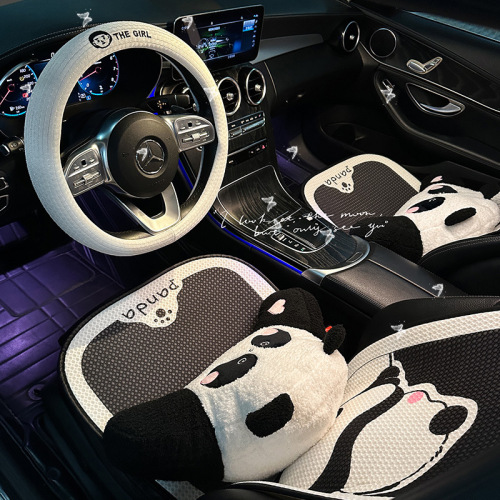 Car Seat Cushion Summer Cooling Cushion Universal Car Seat Ventilation Cushion Single Piece Summer Ice Silk Panda Three-piece Set for All Seasons