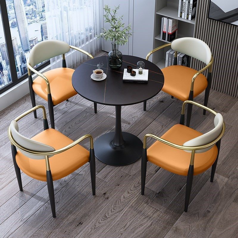 Mesa de negociación de roca de lujo nórdica mesa redonda combinación de recepción de té de leche balcón ocio mesa redonda