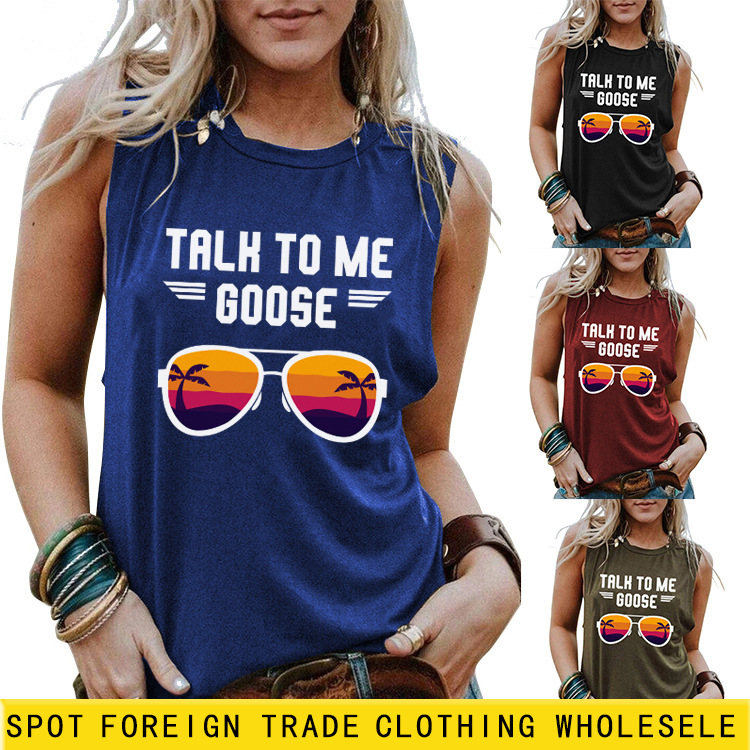 Hable conmigo gallina carta sin mangas Sling mujeres europeas y americanas Top backless sexy Loose bottoming chaleco