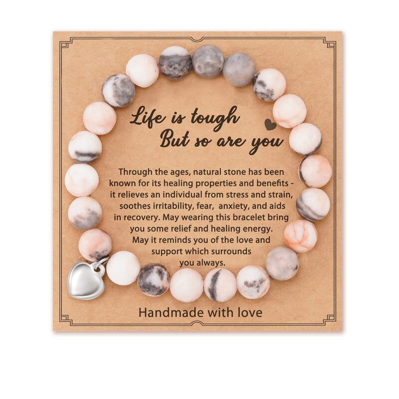 Amazon Hot Hot Natural Powder Zebra Bracelet 8mm Friendship Love Beaded Bracelet for Men and Women