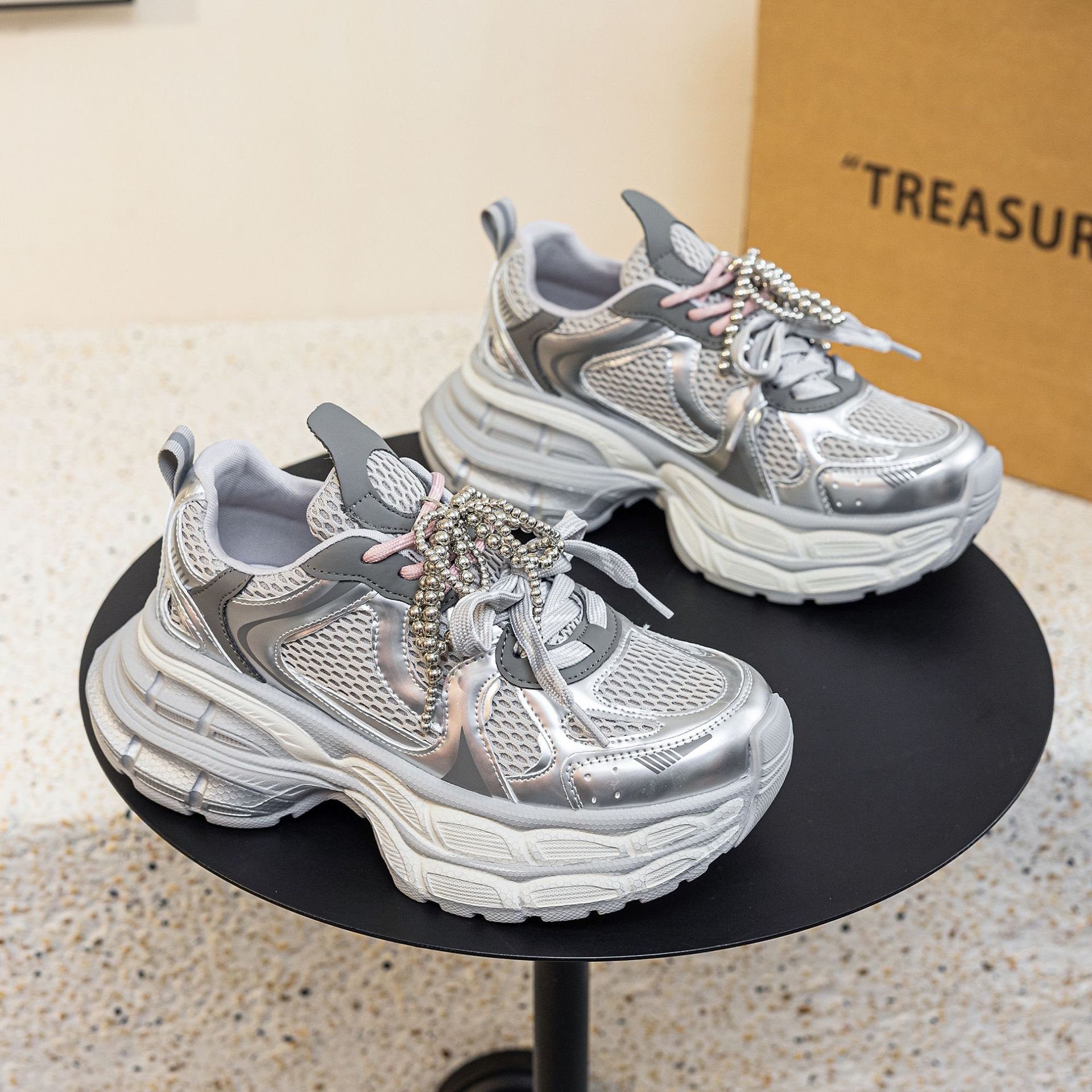 Thick-soled Torre Shoes Women's Elevated 2025 Spring New Korean-style Fashionable Sports Casual Lightweight Women's Shoes