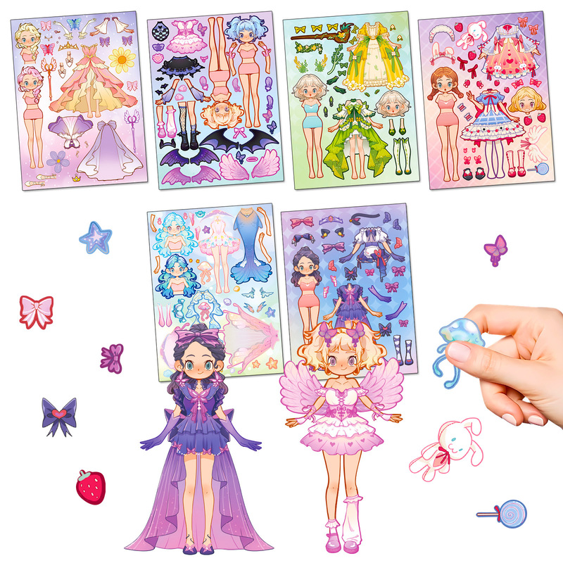 6 Princess Dress-Up Cartoon Children's Stickers Cross-Border Baby Early Education Toys DIY Puzzle Stickers 6 Princess Dress-Up Cartoon Children's Stickers Cross-Border Baby Early Education Toys DIY Puzzle Stickers