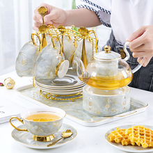 欧式大理石纹客厅茶具水果茶壶带过滤下午茶陶瓷玻璃花茶具套装