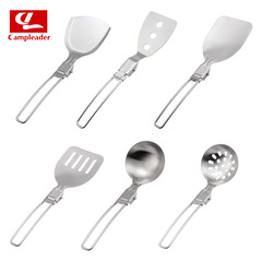 Cross-border outdoor 304 stainless steel tableware folding spoon portable frying pan spatula rice spoon soup spoon barbecue kitchen utensils camping