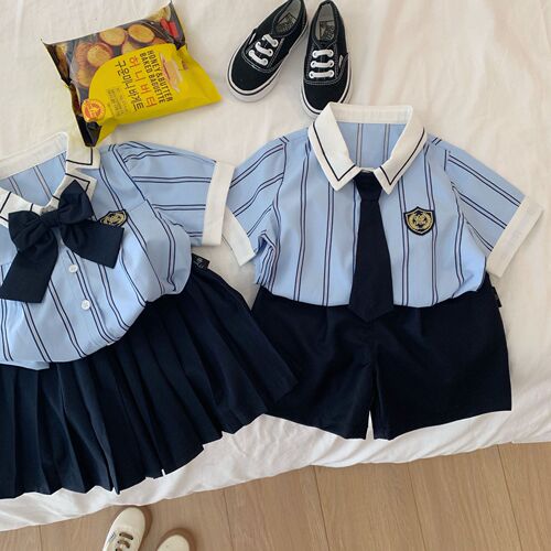 Boys' and Girls' Prep Summer Shirts JK Uniforms Skirts Shorts Two-piece Suit Kindergarten Graduation Dress