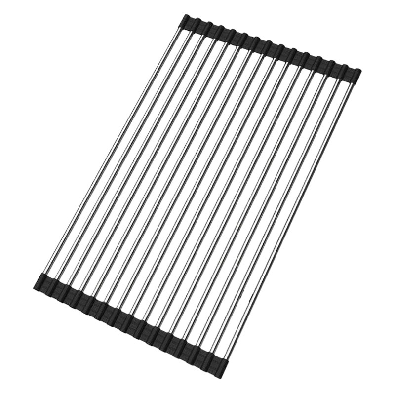 Washing Sink 304 Stainless Steel Water Filter Rack Foldable Silicone Drain Rack Household Washing Bowl Chopsticks Water Control Roller Shutter Rack