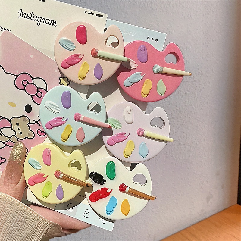かわいいシミュレーションパレットヘアピン、甘い女の子のミニお絵かきボードカモノハシクリップ、春夏の新しい多用途のインターネットセレブヘアアクセサリー|undefined