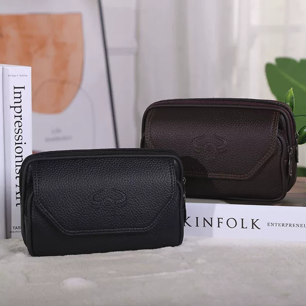 Practical Belt Men's Waist Bag Business Travel Multifunctional Coin Purse Creative Flip Double Layer Mobile Phone Waist Bag