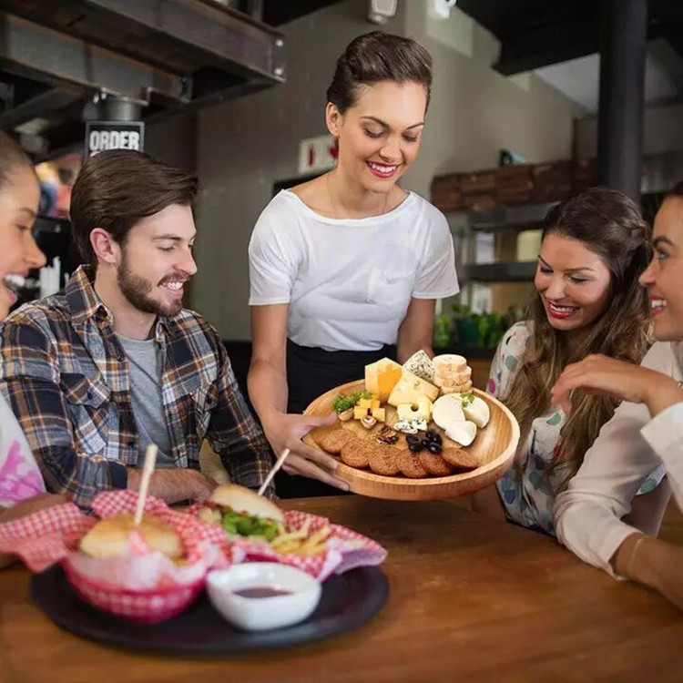 Tablero de queso de bambú traje redondo moderno cortador de queso plato de postre plato con cajón tabla de queso tabla de cortar
